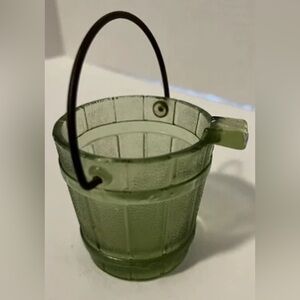 Glass Bucket Ashtray Green Vintage